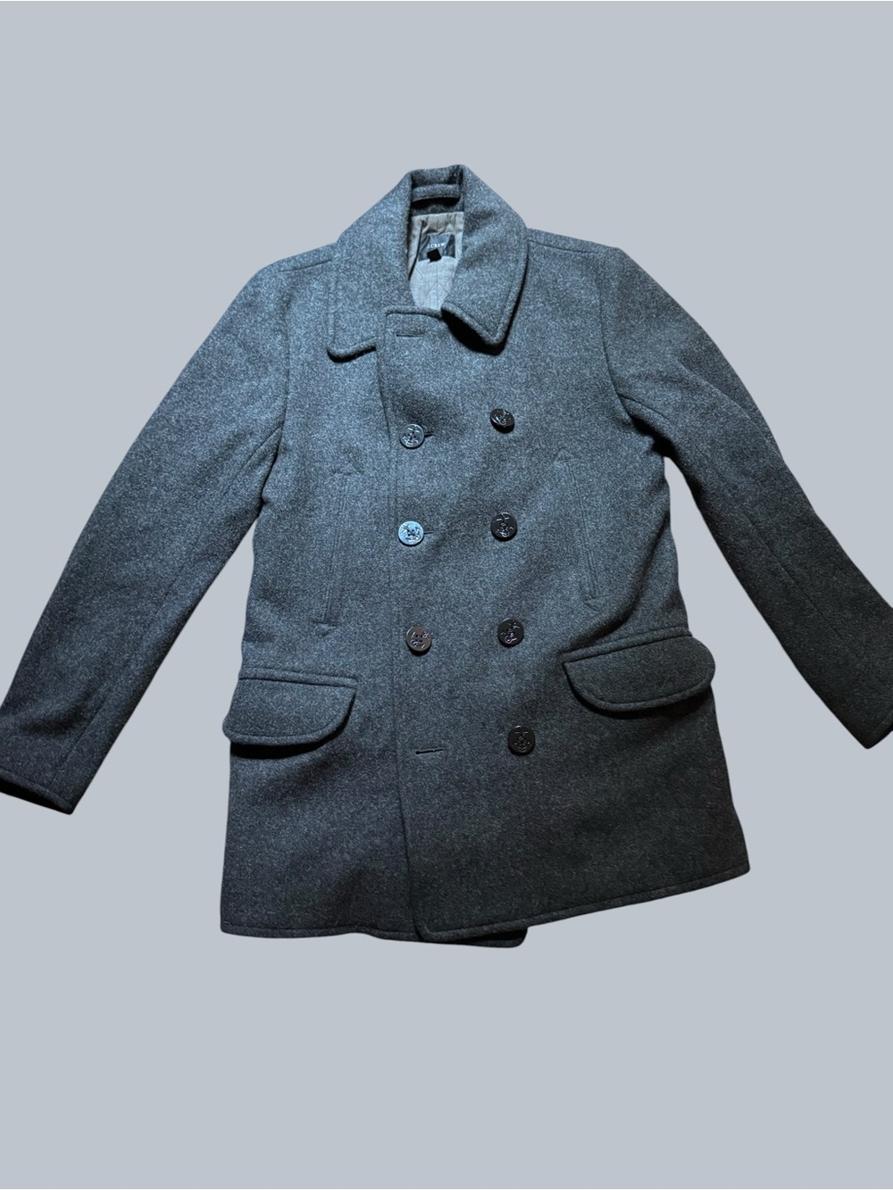 J. Crew Men's Double-Breasted Peacoat in Charcoal